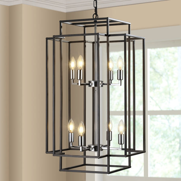 HomeRoots Amber Metal Chandelier Ceiling Light - Warm Glow, Modern-Traditional Design for Home Decor & Ambiance 568114