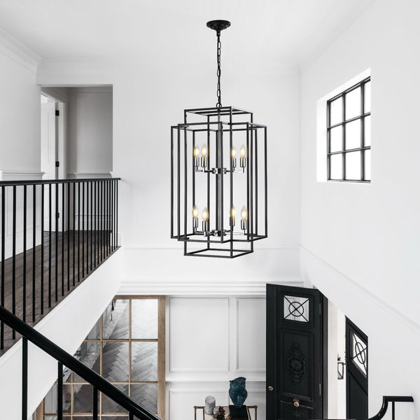 HomeRoots Amber Metal Chandelier Ceiling Light - Warm Glow, Modern-Traditional Design for Home Decor & Ambiance 568114