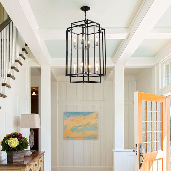 HomeRoots Amber Metal Chandelier Ceiling Light - Warm Glow, Modern-Traditional Design for Home Decor & Ambiance 568114