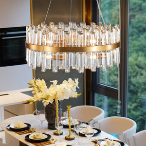 HomeRoots Gold Twelve-Light Chandelier: Elegant Three-Tier Design with Gold Shades for Luxurious Ambiance 568117
