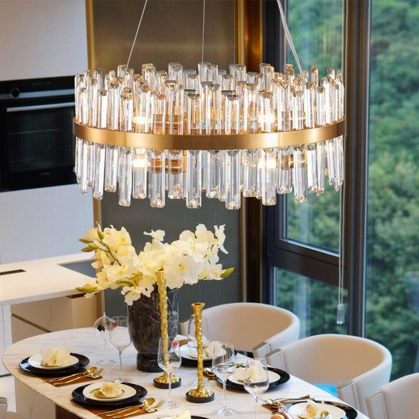HomeRoots Gold Twelve-Light Chandelier: Elegant Three-Tier Design with Gold Shades for Luxurious Ambiance 568117
