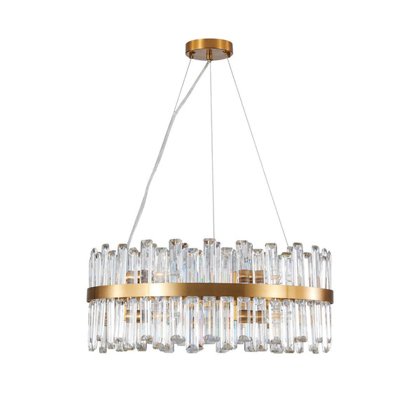 HomeRoots Gold Twelve-Light Chandelier: Elegant Three-Tier Design with Gold Shades for Luxurious Ambiance 568117