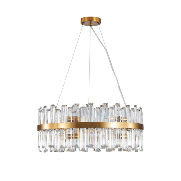 HomeRoots Gold Twelve-Light Chandelier: Elegant Three-Tier Design with Gold Shades for Luxurious Ambiance 568117