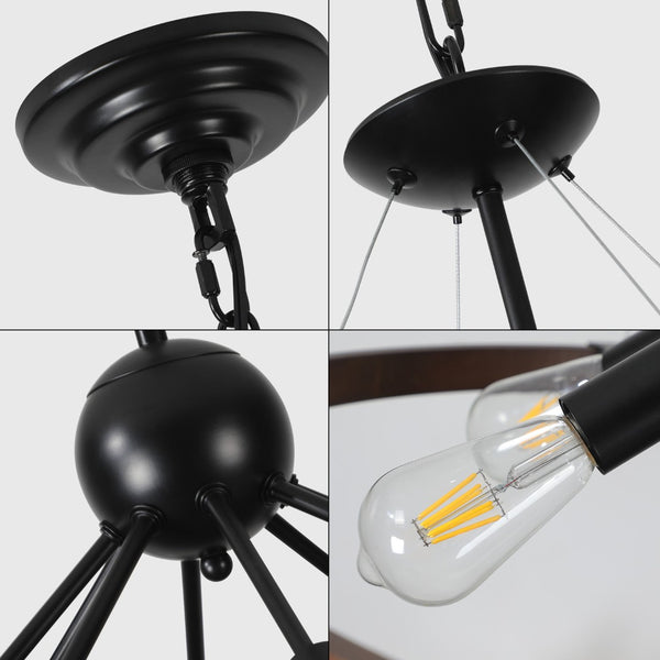 HomeRoots Brown Eight-Light Metal Chandelier - Elegant Three-Tiered Design with Warm Brown Shades for Any Room 568120