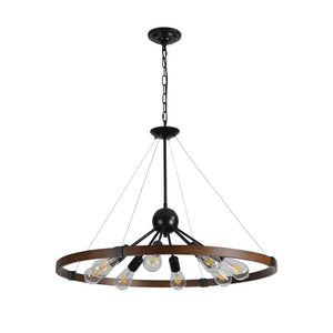 HomeRoots Brown Eight-Light Metal Chandelier - Elegant Three-Tiered Design with Warm Brown Shades for Any Room 568120