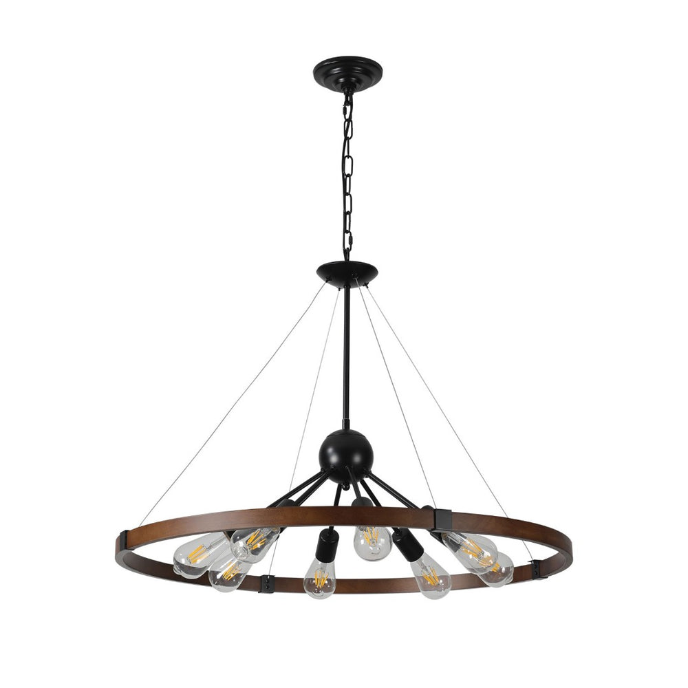 HomeRoots Brown Eight-Light Metal Chandelier - Elegant Three-Tiered Design with Warm Brown Shades for Any Room 568120