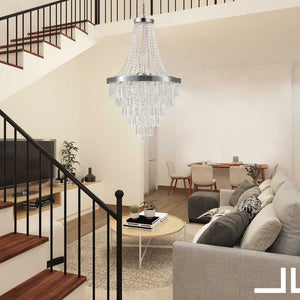 HomeRoots Amber Ten-Light Metal Chandelier – Elegant Three-Tier Design with Warm Amber Shades for Cozy Illumination 568121