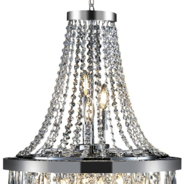 HomeRoots Amber Ten-Light Metal Chandelier – Elegant Three-Tier Design with Warm Amber Shades for Cozy Illumination 568121