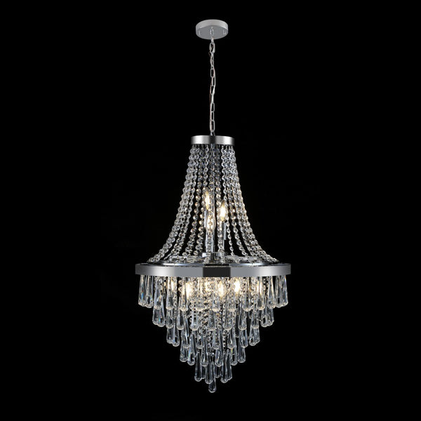 HomeRoots Amber Ten-Light Metal Chandelier – Elegant Three-Tier Design with Warm Amber Shades for Cozy Illumination 568121