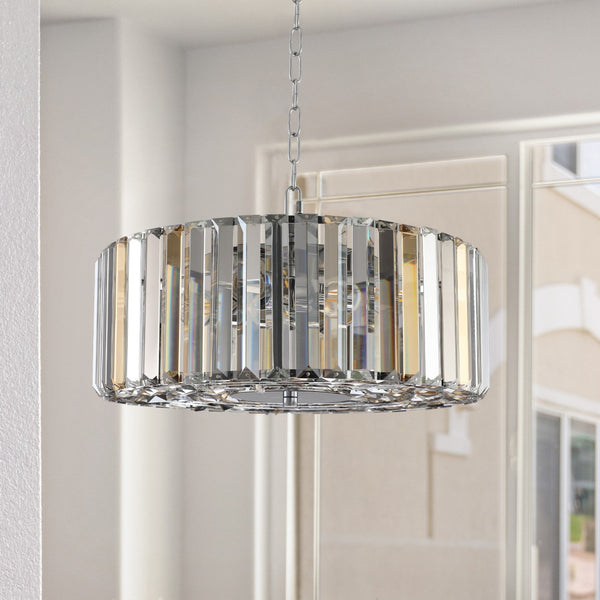 HomeRoots Clear Crystal Chandelier Ceiling Light - Elegant Multi-Tiered Design for Modern and Classic Spaces 568123