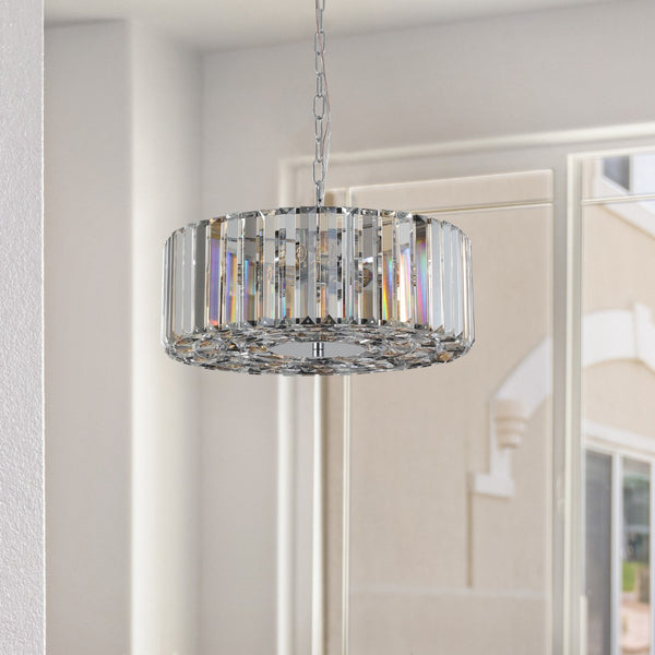 HomeRoots Clear Crystal Chandelier Ceiling Light - Elegant Multi-Tiered Design for Modern and Classic Spaces 568123