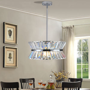 HomeRoots Clear Crystal Chandelier Ceiling Light Fixture - Elegant LED-Compatible Design for Timeless Ambiance 568124