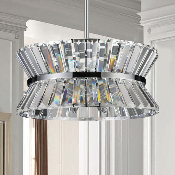 HomeRoots Clear Crystal Chandelier Ceiling Light Fixture - Elegant LED-Compatible Design for Timeless Ambiance 568124
