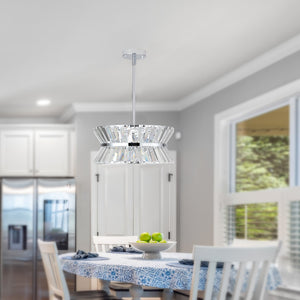 HomeRoots Clear Crystal Chandelier Ceiling Light Fixture - Elegant LED-Compatible Design for Timeless Ambiance 568124