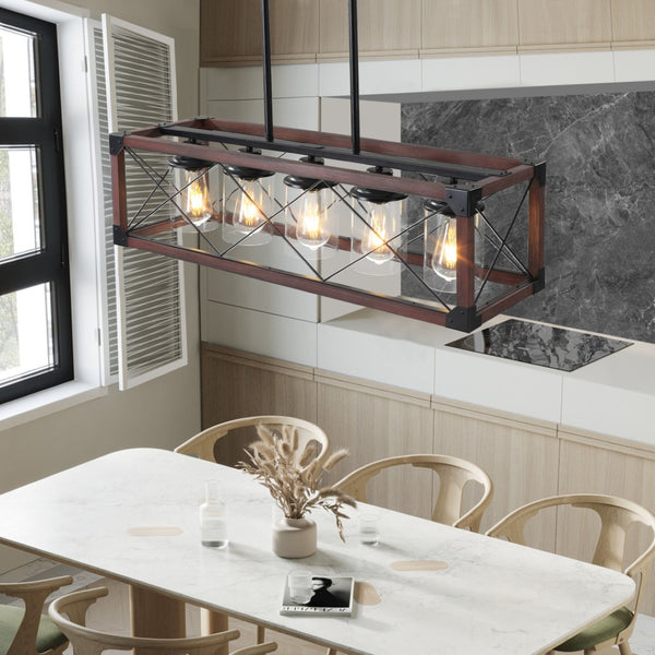 HomeRoots Red Metal Chandelier - Stylish Black Ceiling Light with 3-Tier Design for Modern Home Illumination 568125