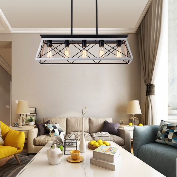 HomeRoots White Five-Light Metal Chandelier with Elegant White Shades for Modern and Traditional Spaces 568126
