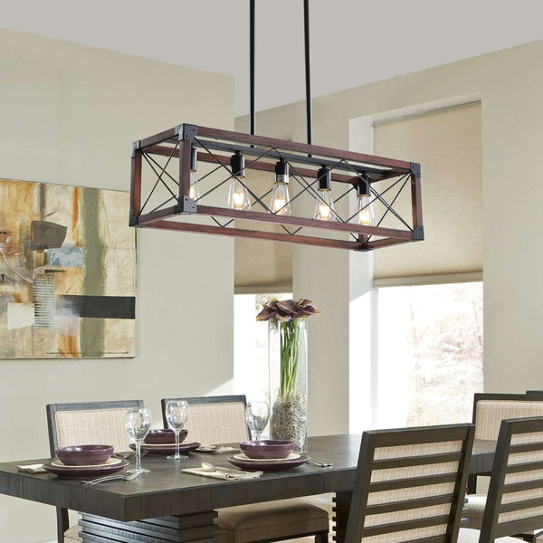 HomeRoots Red Metal Chandelier Lighting - Bold Three-Tiered Design for Modern Spaces, Adjustable Height & Style 568127