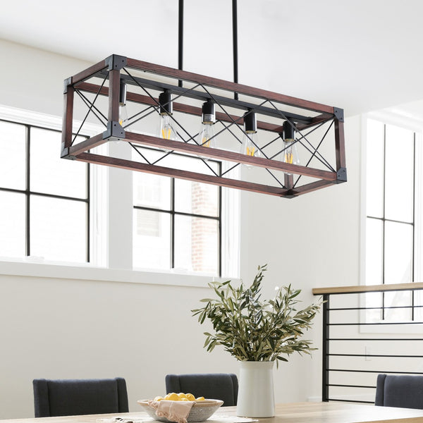 HomeRoots Red Metal Chandelier Lighting - Bold Three-Tiered Design for Modern Spaces, Adjustable Height & Style 568127