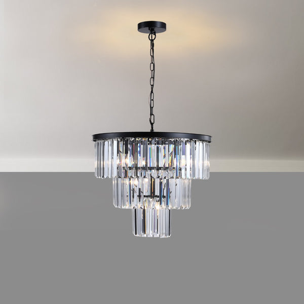 HomeRoots Black Seven-Light Metal Chandelier with Adjustable Shades for Modern Dining & Living Spaces, 59.1" H 568128