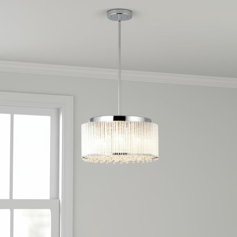 HomeRoots Clear Seven-Light Crystal Chandelier - Elegant Illumination for Dining Rooms, Entryways & More! 568129