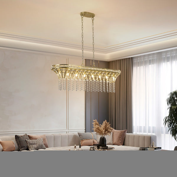 HomeRoots Clear Eight-Light Crystal Chandelier - Elegant Multi-Tiered Design for Timeless Home Illumination 568130
