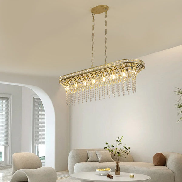 HomeRoots Clear Eight-Light Crystal Chandelier - Elegant Multi-Tiered Design for Timeless Home Illumination 568130