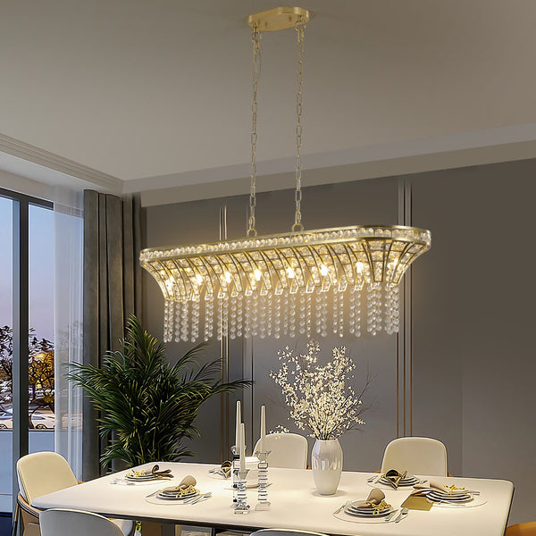 HomeRoots Clear Eight-Light Crystal Chandelier - Elegant Multi-Tiered Design for Timeless Home Illumination 568130