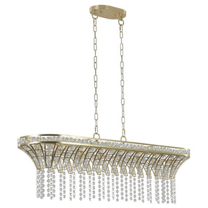HomeRoots Clear Eight-Light Crystal Chandelier - Elegant Multi-Tiered Design for Timeless Home Illumination 568130