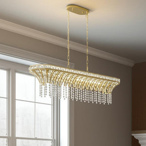 HomeRoots Clear Eight-Light Crystal Chandelier - Elegant Multi-Tiered Design for Timeless Home Illumination 568130