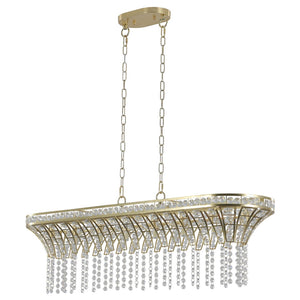 HomeRoots Clear Eight-Light Crystal Chandelier - Elegant Multi-Tiered Design for Timeless Home Illumination 568130