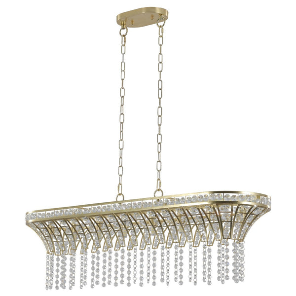 HomeRoots Clear Eight-Light Crystal Chandelier - Elegant Multi-Tiered Design for Timeless Home Illumination 568130