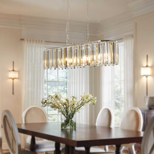 HomeRoots Clear Crystal Chandelier Ceiling Light – Elegant 3-Tier Design with Adjustable Length & Timeless Style 568132