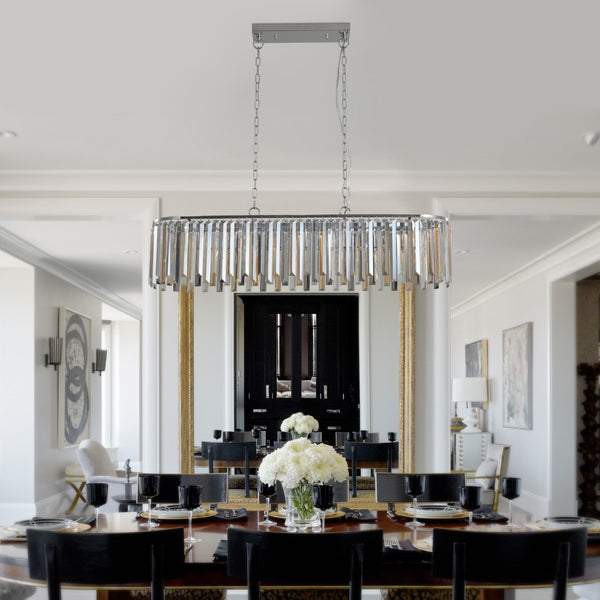 HomeRoots Clear Crystal Chandelier Ceiling Light – Elegant 3-Tier Design with Adjustable Length & Timeless Style 568132