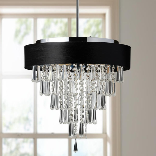 HomeRoots Clear Five-Light Crystal Chandelier: Elegant Illumination with Adjustable Height for Any Space 568134