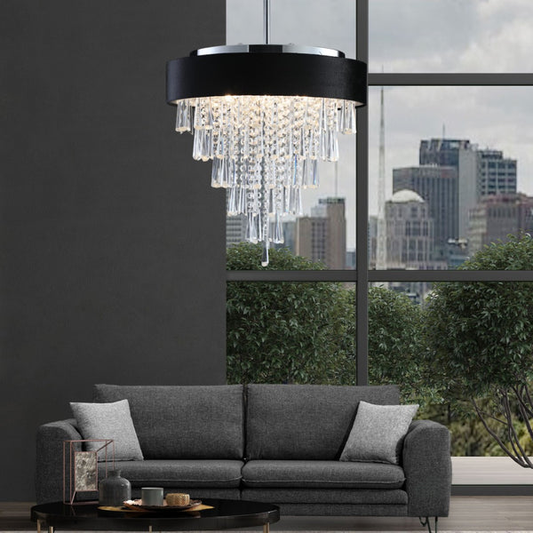 HomeRoots Clear Five-Light Crystal Chandelier: Elegant Illumination with Adjustable Height for Any Space 568134