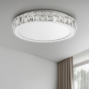 HomeRoots Clear Crystal Flush Mount Chandelier – Elegant Three-Tier Design for Sparkling Illumination Anywhere 568135