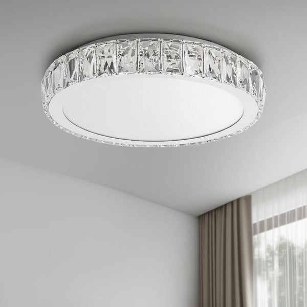 HomeRoots Clear Crystal Flush Mount Chandelier – Elegant Three-Tier Design for Sparkling Illumination Anywhere 568135