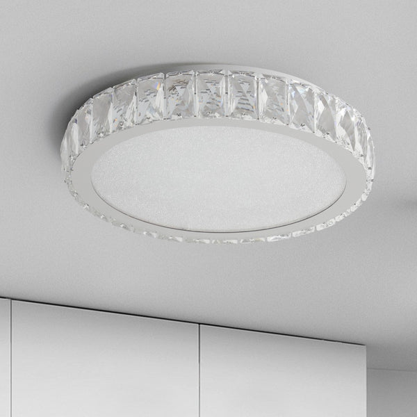 HomeRoots Clear Crystal Flush Mount Chandelier – Elegant Three-Tier Design for Sparkling Illumination Anywhere 568135
