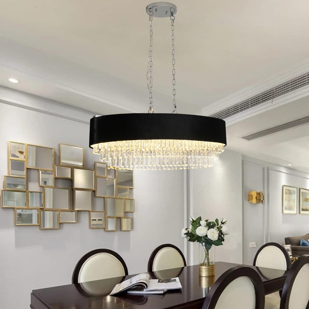 HomeRoots Clear Crystal Chandelier Ceiling Light Fixture - Elegant 3-Tier Design for Hallways & Bedrooms 568136