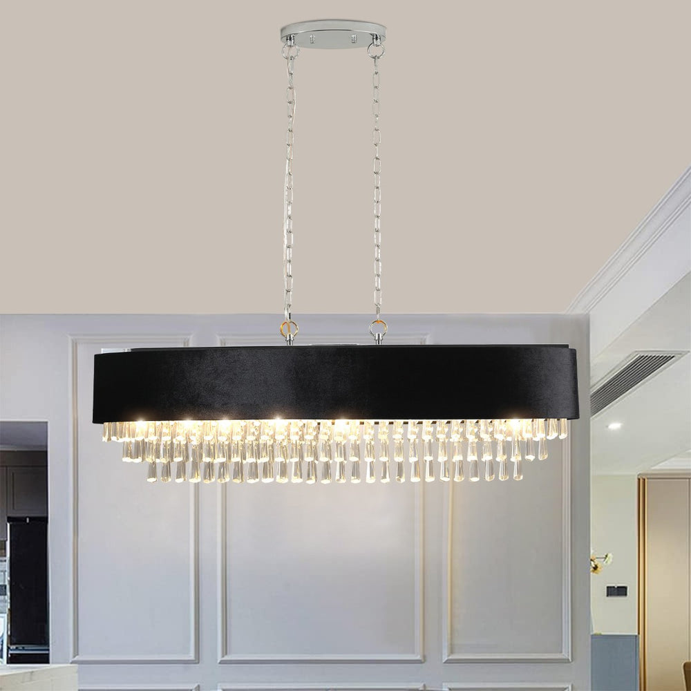 HomeRoots Clear Crystal Chandelier Ceiling Light Fixture - Elegant 3-Tier Design for Hallways & Bedrooms 568136