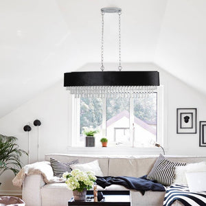 HomeRoots Clear Crystal Chandelier Ceiling Light Fixture - Elegant 3-Tier Design for Hallways & Bedrooms 568136