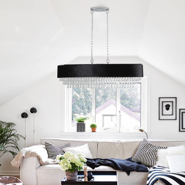 HomeRoots Clear Crystal Chandelier Ceiling Light Fixture - Elegant 3-Tier Design for Hallways & Bedrooms 568136