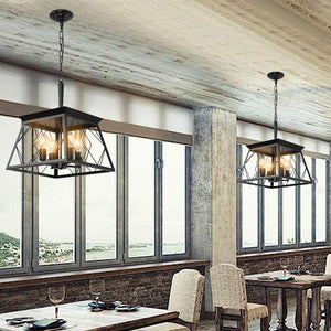 HomeRoots Black Four-Light Metal Chandelier with Adjustable Height and Matte Black Shades for Elegant Illumination 568139