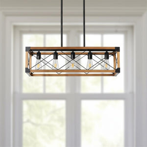 HomeRoots Brown Five-Light Metal Chandelier with Adjustable Shades for Elegant Illumination in Any Room 568140