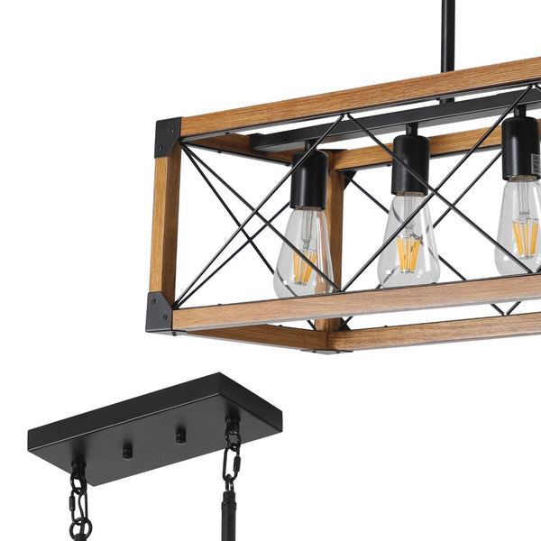HomeRoots Brown Five-Light Metal Chandelier with Adjustable Shades for Elegant Illumination in Any Room 568140