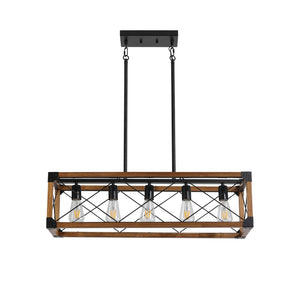 HomeRoots Brown Five-Light Metal Chandelier with Adjustable Shades for Elegant Illumination in Any Room 568140