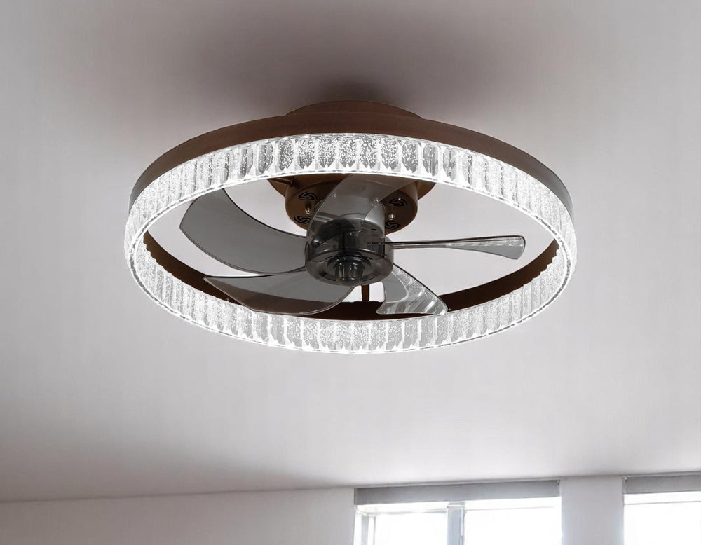 HomeRoots Brown Smart-Enabled Semi-Flush Chandelier – Elegant, Versatile Lighting with Adjustable Levels & Warm Glow 568141