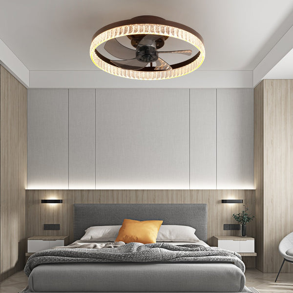 HomeRoots Brown Smart-Enabled Semi-Flush Chandelier – Elegant, Versatile Lighting with Adjustable Levels & Warm Glow 568141