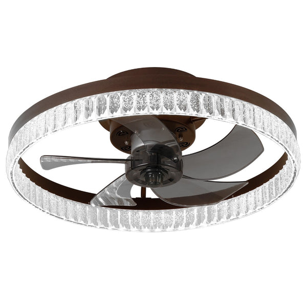 HomeRoots Brown Smart-Enabled Semi-Flush Chandelier – Elegant, Versatile Lighting with Adjustable Levels & Warm Glow 568141