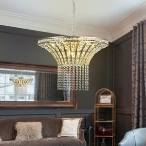 HomeRoots Clear Crystal Chandelier Ceiling Light - Elegant Three-Tier Design for Timeless Illumination & Style 568142